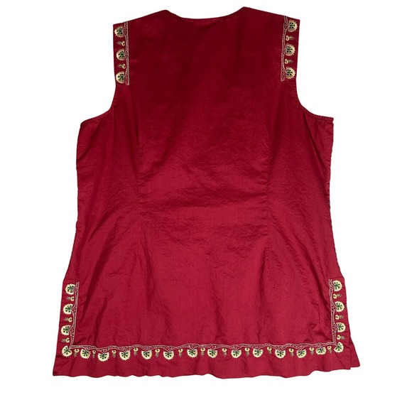 Soft Surroundings‎ Sz XLP Red Sleeveless Embroidered Top 100% Cotton Gypsycore - Picture 2 of 12